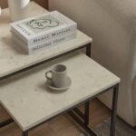 Nara White Marble Square Nest of Tables - Black Frame - Image 2