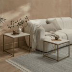 Nara White Marble Square Nest of Tables - Gold Frame - Image 11