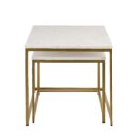 Nara White Marble Square Nest of Tables - Gold Frame - Image 5