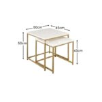 Nara White Marble Square Nest of Tables - Gold Frame - Image 10