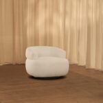 Nathalia 86cm Swivel Armchair - Chalk White Boucle - Image 7