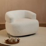 Nathalia 86cm Swivel Armchair - Chalk White Boucle