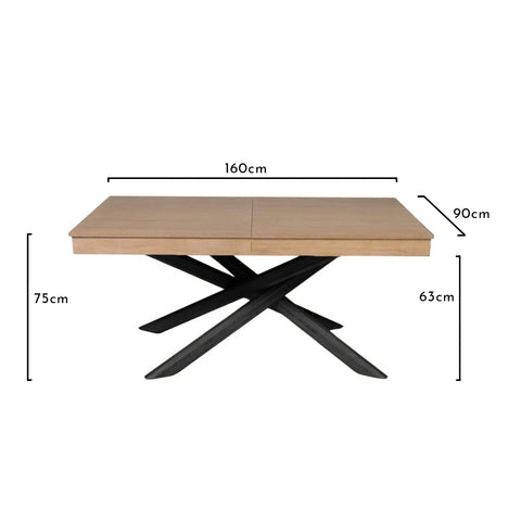 Amelia Whitewash Extendable Dining Table Set - 6 Seater - Mabel Pale Oak Spindle Back Chairs 1 Amelia Whitewash Extendable Dining Table with Black Legs