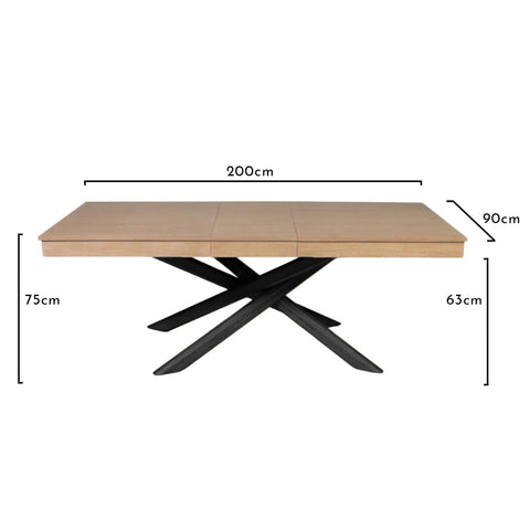 Amelia Whitewash Extendable Dining Table Set - 6 Seater - Mabel Pale Oak Spindle Back Chairs 2 Amelia Whitewash Extendable Dining Table with Black Legs