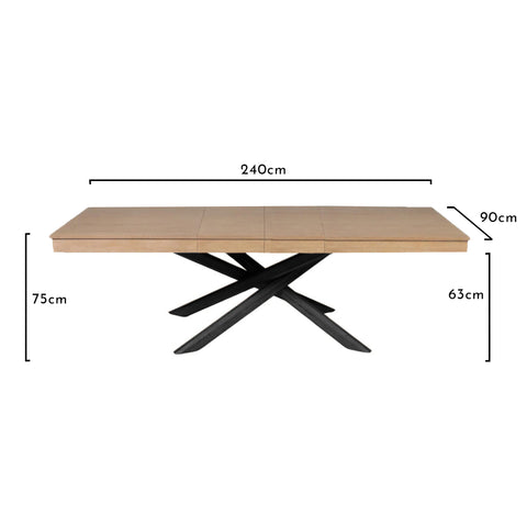 Amelia Whitewash Extendable Dining Table Set - 6 Seater - Mabel Pale Oak Spindle Back Chairs 3 Amelia Whitewash Extendable Dining Table with Black Legs