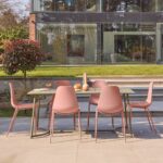 Wilder 6 Seater Metal Garden Dining Set with Wren Pink Chairs - Image 4