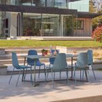 Wilder 6 Seater Metal Garden Dining Set with Wren Blue Chairs