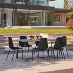 Wilder 6 Seater Metal Garden Dining Set with Wren Black Chairs