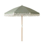 Oia Round Parasol 2m - Wooden Pole - Olive Green
