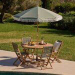 Oia Round Parasol 2m - Wooden Pole - Olive Green - Image 2