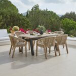 Palm 6 Seater Wooden Garden Dining Set with 6 Nala Sand Cushioned Chairs
