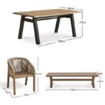 Palm 6 Seater Wooden Garden Dining Set with 4 Shiro Chairs & Charlotte Bench - Image 18