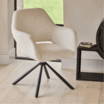 Parker Boucle Office Swivel Chair -  Black Metal Legs - Image 17
