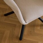 Parker Office Swivel Chair - Natural Beige with Black Metal Legs - Image 3