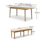 Paul 160-220cm Whitewash Oak Extending Dining Table Set - 4 Seater - 2 Tilly Wood String Dining Bench - Image 7