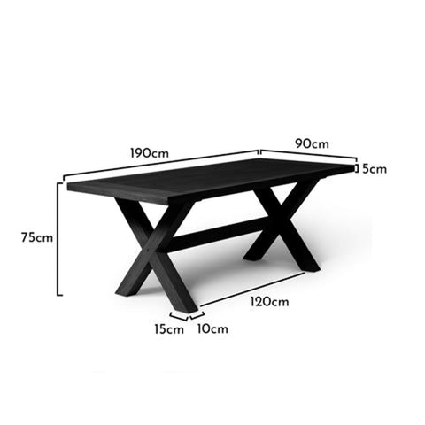 Charlotte 190cm Dining Table with 2 150cm Dining Benches - Black Oak 1 Charlotte 190cm Dining Table with 2 150cm Dining Benches - Black Oak