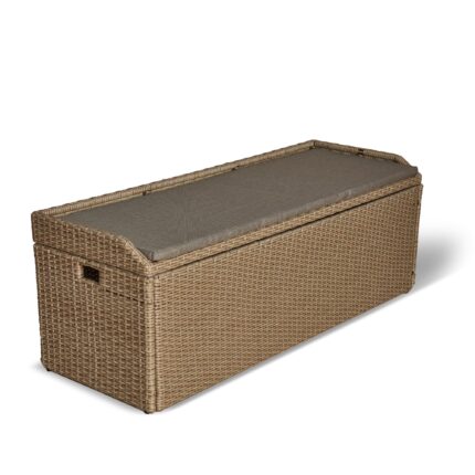Aston Rattan Storage Bench with Polywood Top - Natural Brown