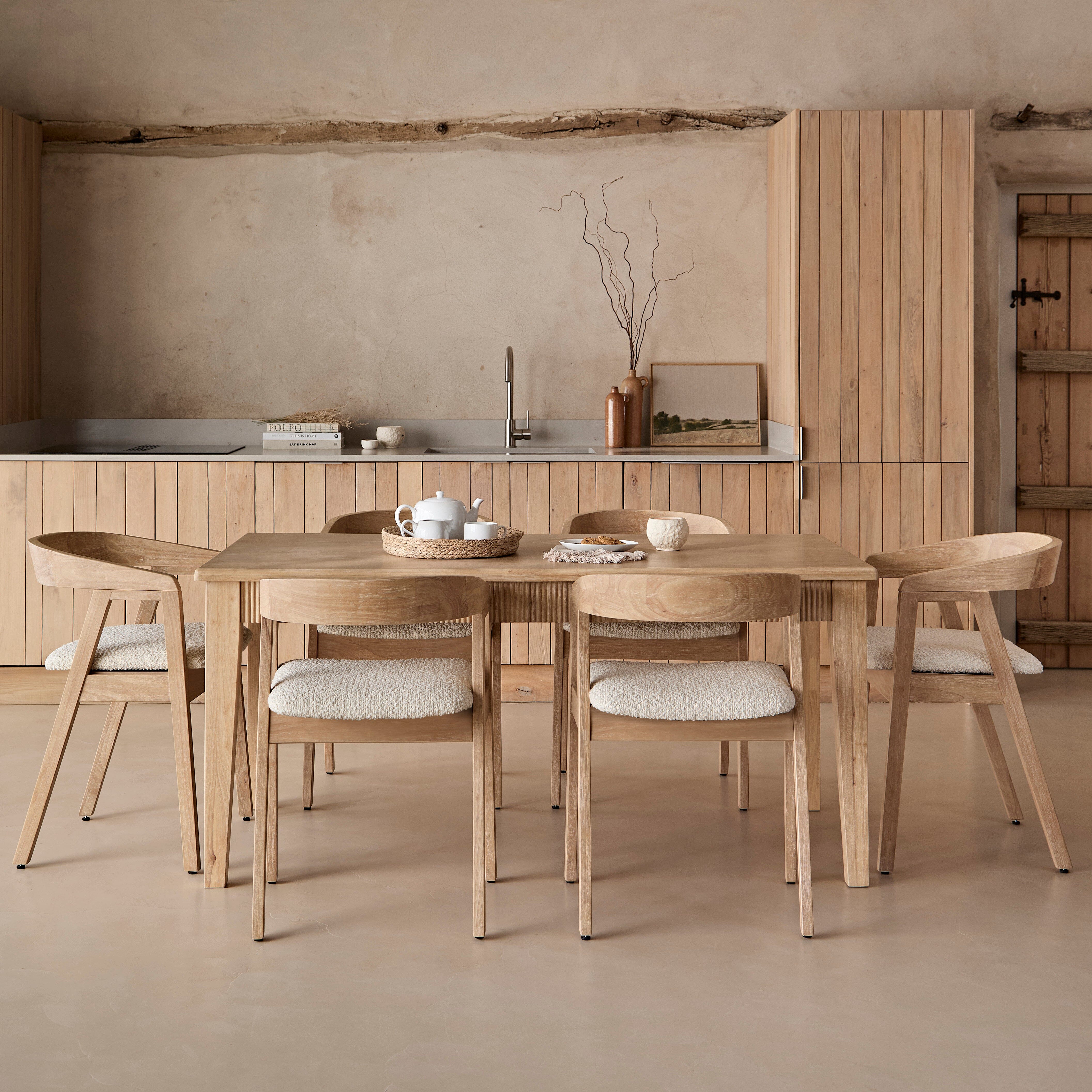 Ella Boucle Dining Armchairs - Set of 2 - Whitewash Oak Legs - Image 3