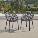 Raquel Black Plastic Garden Chairs - Set of 2