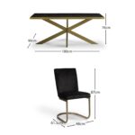 Rayna Black Dining Table Set - 6 Seater - Lola Black Dining Chairs - Gold Metal Legs - Image 8