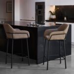 Outlet - Reagan Almond Brown Bar Stool - Metal Legs - Image 2