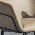 Reagan Almond Brown Vegan Leather Carver Chairs  - Set of 2 - Black Metal Legs - Image 4