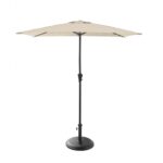 Rectangular 2x3m Cream LED Premium Parasol with 25kg Parasol Base - Black Concrete