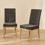 Reid Slate Grey Dining Chairs - Set of 2 - Whitewash Mindi Wood Legs