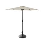 Round 2.7m Cream LED Premium Parasol with 25kg Parasol Base - Black Concrete