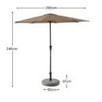 Round 3m Cappuccino Parasol with 25kg Parasol Base - Grey Concrete - Image 3