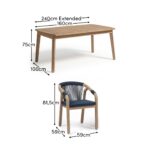 Saffron 6 Seater Extending Wooden Garden Dining Set with Shiro Navy Rope Chairs - Image 13