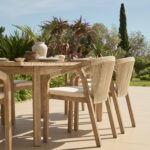 Saffron 6 Seater Extending Wooden Garden Dining Set with Shiro Beige Rope Chairs - Image 5