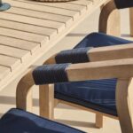 Saffron 6 Seater Extending Wooden Garden Dining Set with Shiro Navy Rope Chairs - Image 7