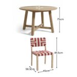 Shiro 4 Seater Round Wooden Garden Dining Set with Saffron Paprika/Beige Dining Chairs - Image 10