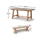 Shiro 6 Seater Pale Grey Garden Dining Set with 2 Charlotte Benches - Image 9