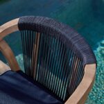 Shiro 4 Seater Round Wooden Garden Dining Set with Shiro Navy Rope Dining Chairs - 120cm - Image 3