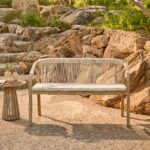 Shiro 6 Seater Wooden Garden Dining Set with 2 Shiro Benches & 2 Shiro Chairs - Beige Rope - Image 2