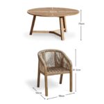 Shiro 6 Seater Wooden Round Dining Set with 6 Nala Sand Cushioned Chairs & Grey LED Premium Cantilever  Parasol - Image 17
