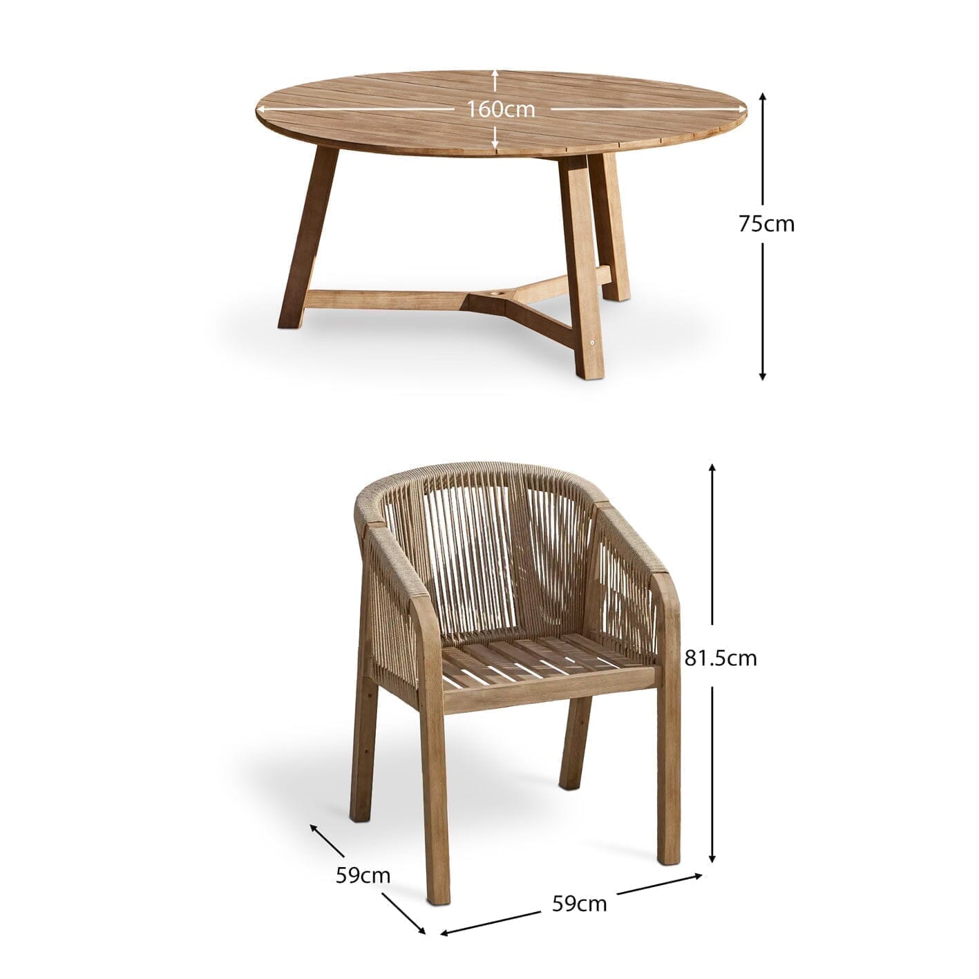 Shiro 6 Seater Wooden Round Dining Set with 6 Nala Sand Cushioned Chairs & Cream LED Premium Cantilever Parasol - Image 17