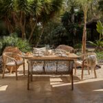 Shiro 6 Seater Wooden Garden Dining Set with 2 Shiro Benches & 2 Shiro Chairs - Beige Rope - Image 6