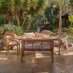 Shiro 6 Seater Wooden Garden Dining Set with 2 Shiro Benches & 2 Shiro Chairs - Pink Rope - Image 6