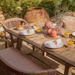 Shiro 6 Seater Wooden Garden Dining Set with 2 Shiro Benches & 2 Shiro Chairs - Pink Rope - Image 5