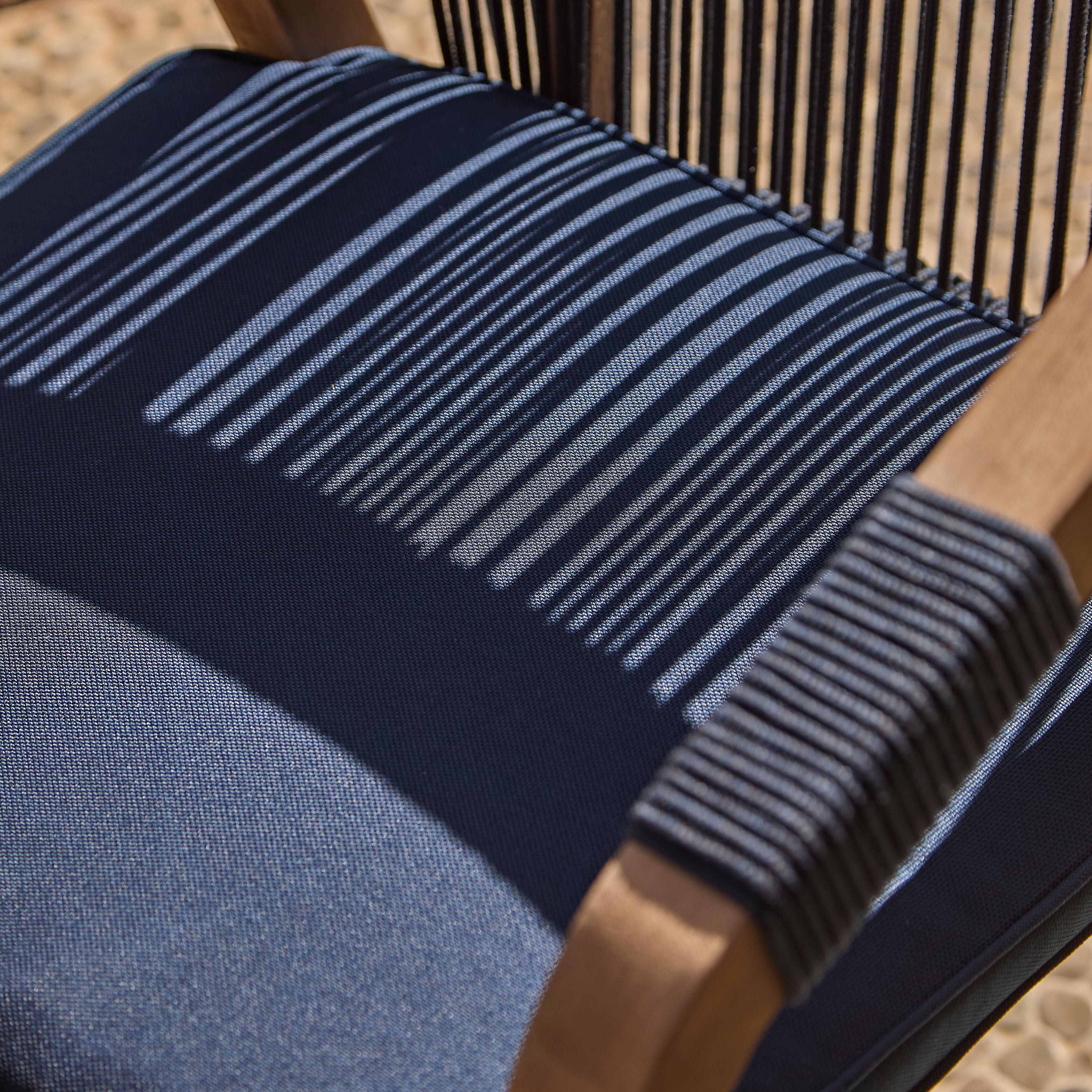 Shiro 6 Seater Wooden Garden Dining Set with 2 Shiro Benches & 2 Shiro Chairs - Navy Rope - Image 11