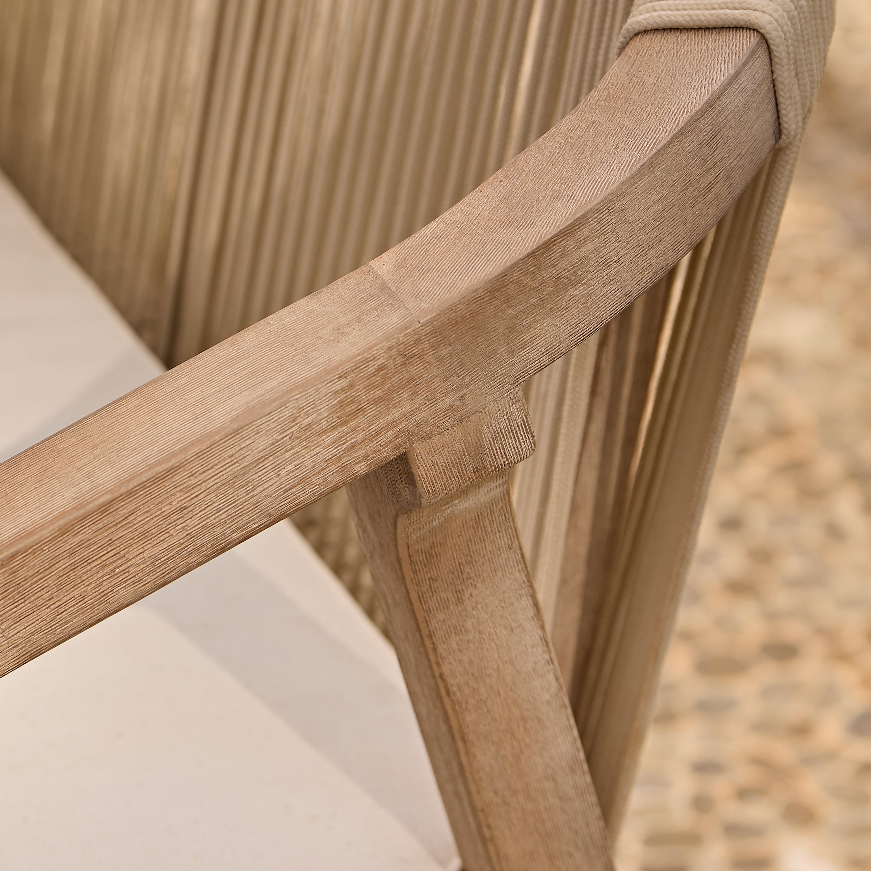 Shiro 6 Seater Wooden Garden Dining Set with Shiro Beige Rope Chairs & Bench - 180cm - Image 9