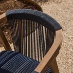 Shiro 6 Seater Round Wooden Garden Dining Set with Shiro Navy Rope Dining Chairs -160cm - Image 7