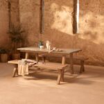 Shiro 6 Seater Pale Grey Garden Dining Set with 2 Charlotte Benches - Image 6