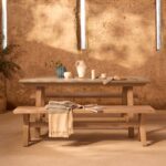 Shiro 6 Seater Pale Grey Garden Dining Set with 2 Charlotte Benches - Image 2