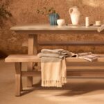 Shiro 6 Seater Pale Grey Garden Dining Set with 2 Charlotte Benches - Image 4