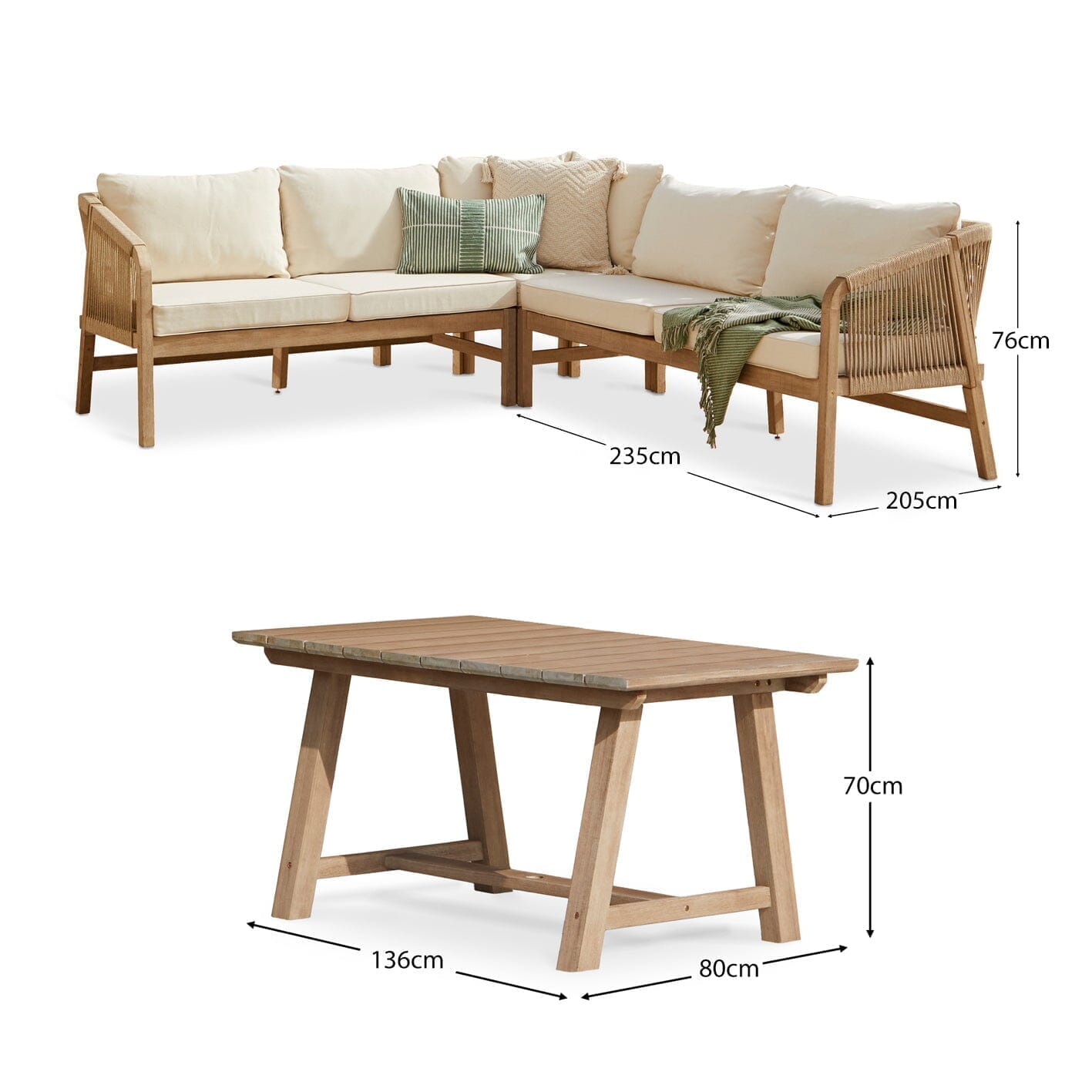 Shiro Wooden Garden Corner Dining Sofa Set with Grey Parasol - Image 17