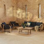 Shiro 5 Seater Wooden Garden Sofa Set with Shiro Coffee Table - Navy